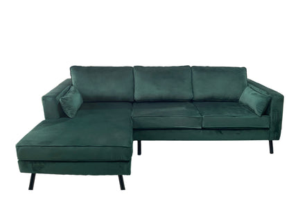 Hoekbank Hilde 270cm donkergroen velvet links