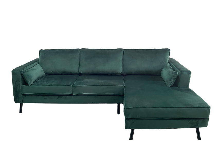 Hoekbank Hilde 270cm donkergroen velvet rechts