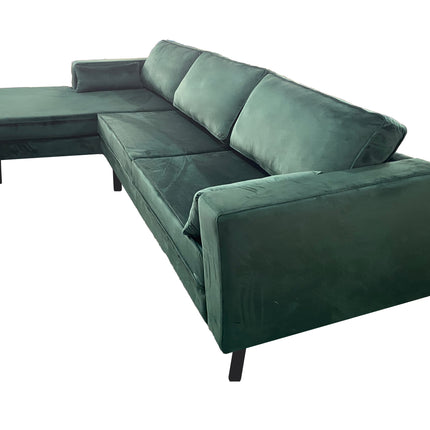 Hoekbank Hilde 270cm donkergroen velvet links