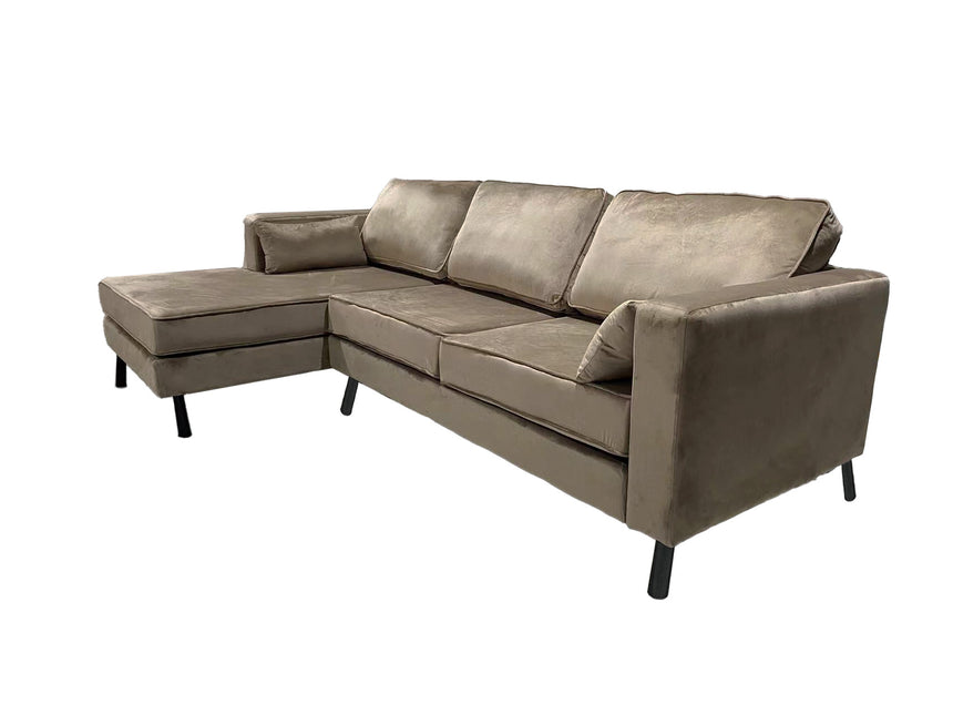 Hoekbank Hilde 270cm taupe velvet links