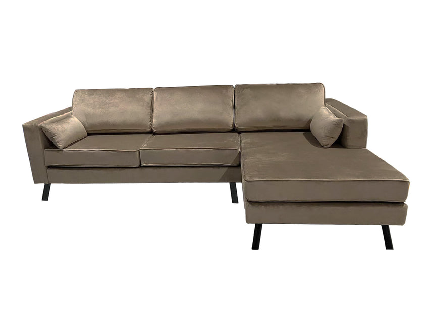 Hoekbank Hilde 270cm taupe velvet rechts