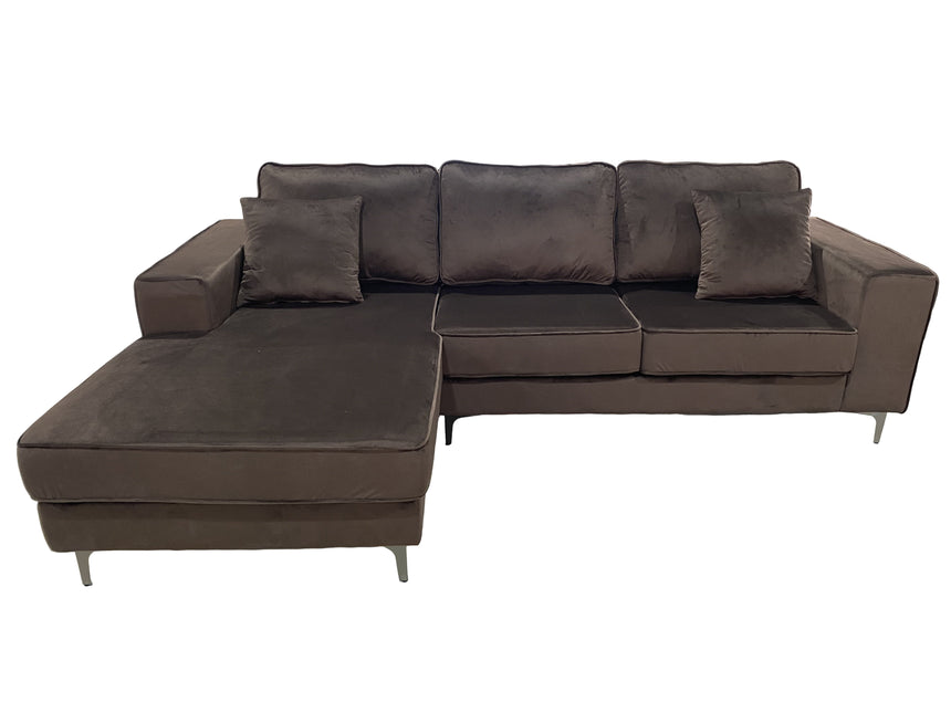 Hoekbank Jerdy bruin velvet 235cm links