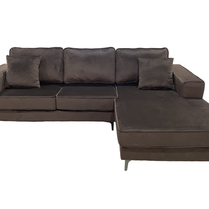 Hoekbank Jerdy bruin velvet 235cm rechts