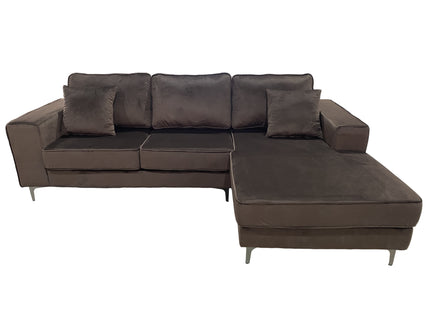 Hoekbank Jerdy bruin velvet 235cm rechts
