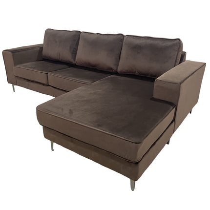Hoekbank Jerdy bruin velvet 235cm rechts