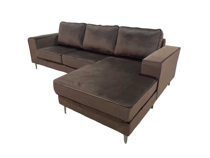 Hoekbank Jerdy bruin velvet 235cm rechts