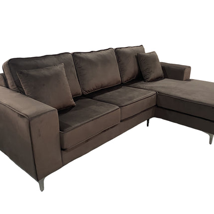 Hoekbank Jerdy bruin velvet 235cm rechts