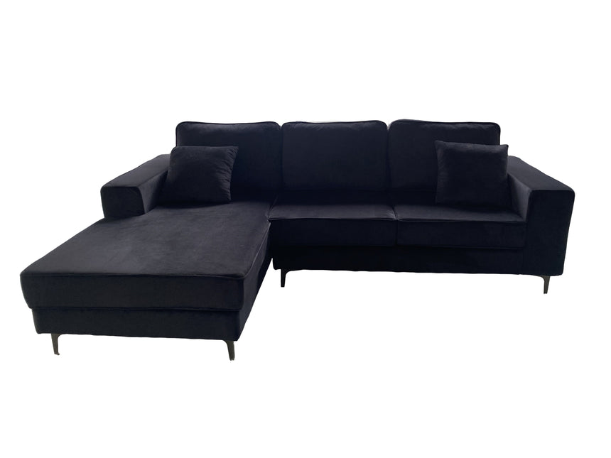 Hoekbank Jerdy zwart velvet 235cm links