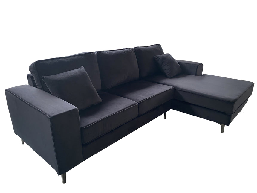Hoekbank Jerdy zwart velvet 235cm links