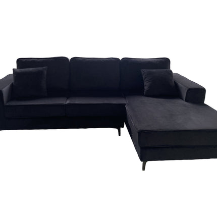 Hoekbank Jerdy zwart velvet 235cm rechts