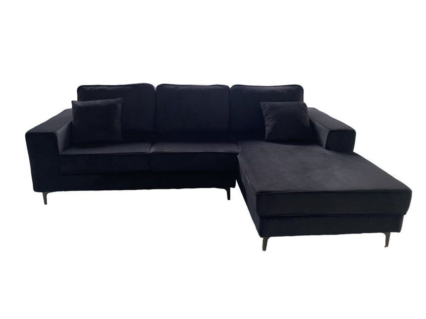 Hoekbank Jerdy zwart velvet 235cm rechts