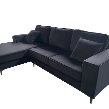 Hoekbank Jerdy zwart velvet 235cm rechts