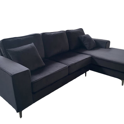 Hoekbank Jerdy zwart velvet 235cm rechts