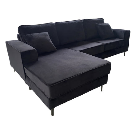 Hoekbank Jerdy zwart velvet 235cm rechts