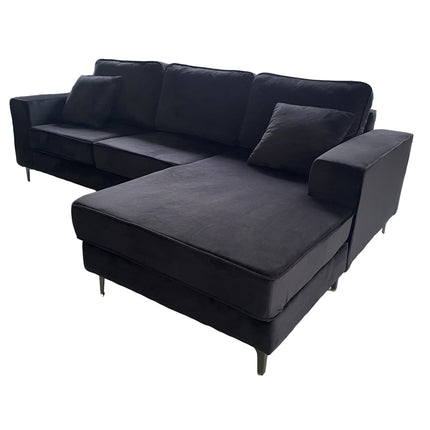 Hoekbank Jerdy zwart velvet 235cm rechts