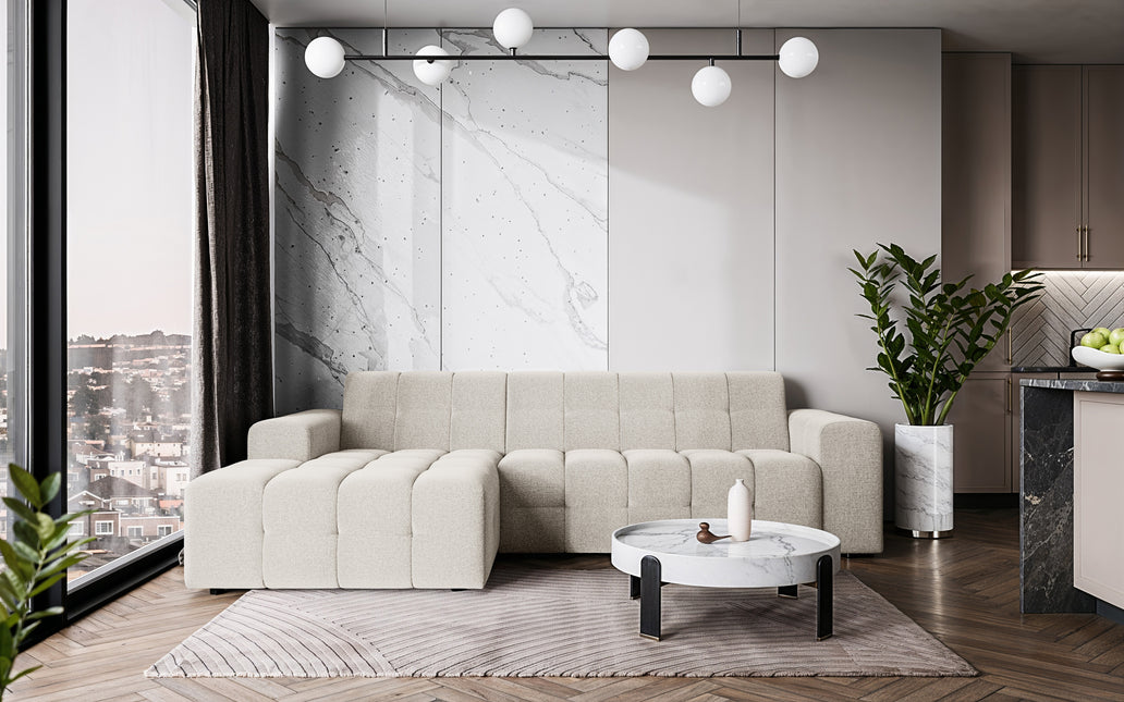 Hoekbank Kora 264cm gebroken wit chenille links