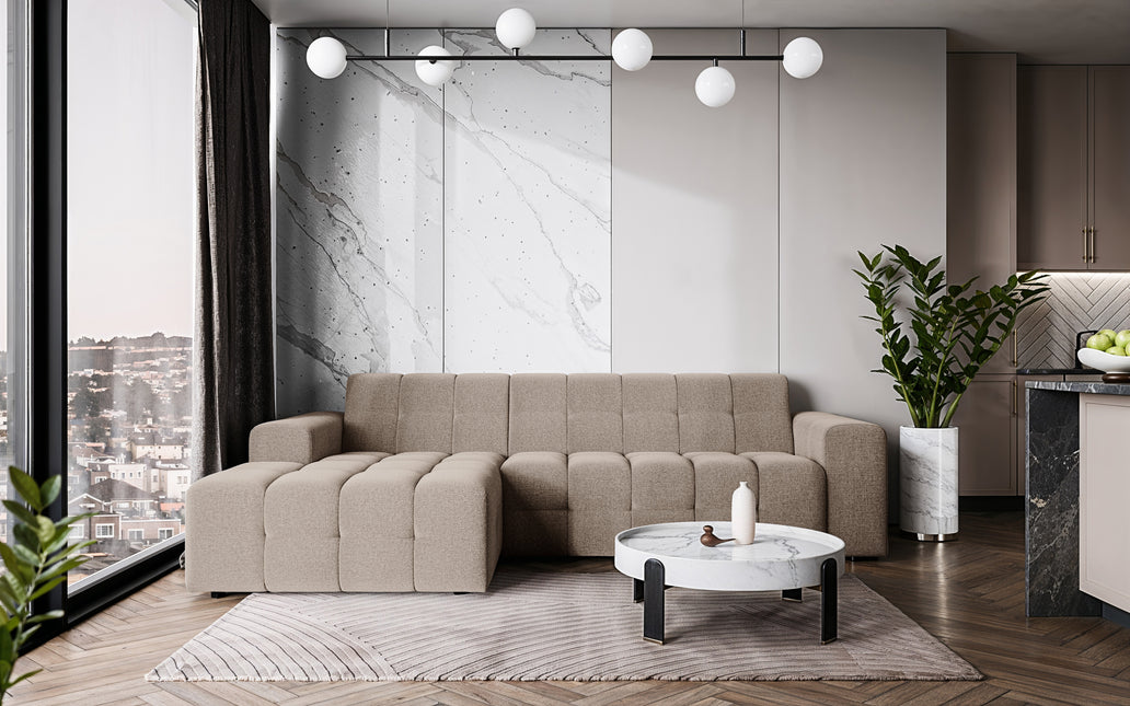 Hoekbank Kora 264cm bruin chenille links