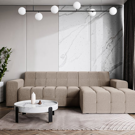 Hoekbank Kora 264cm bruin chenille rechts