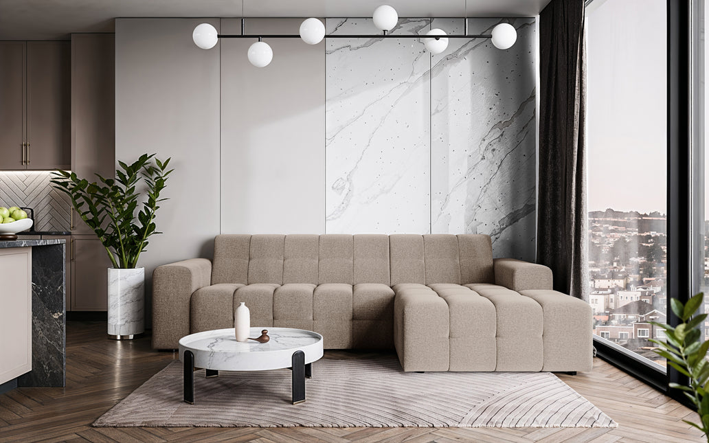 Hoekbank Kora 264cm bruin chenille rechts