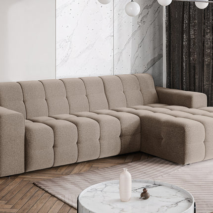 Hoekbank Kora 264cm bruin chenille rechts