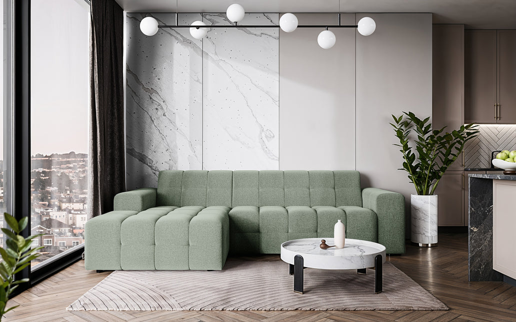 Hoekbank Kora 264cm groen chenille links