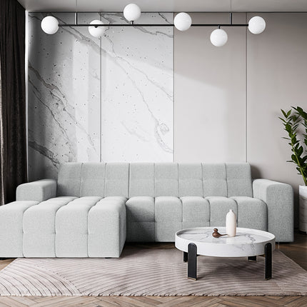 Hoekbank Kora 264cm lichtgrijs chenille links
