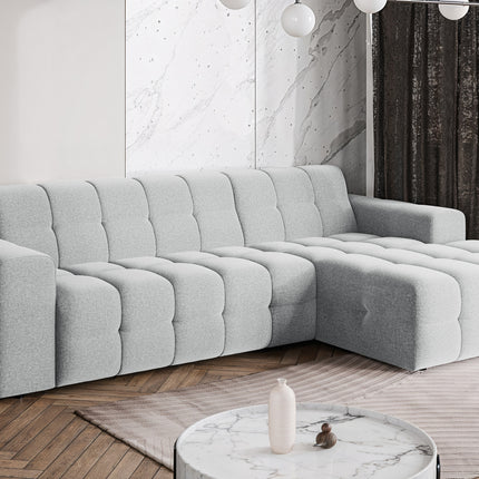 Hoekbank Kora 264cm lichtgrijs chenille rechts