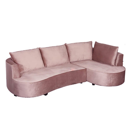 Hoekbank Lando rond taupe velvet 270cm rechts