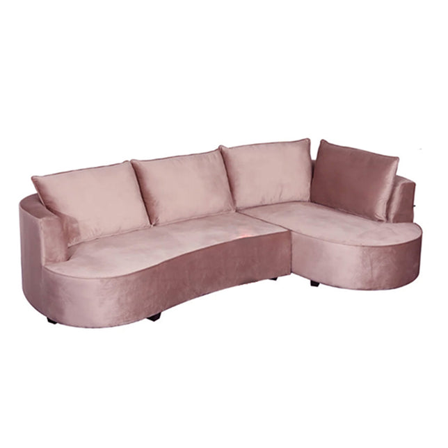 Hoekbank Lando rond taupe velvet 270cm rechts