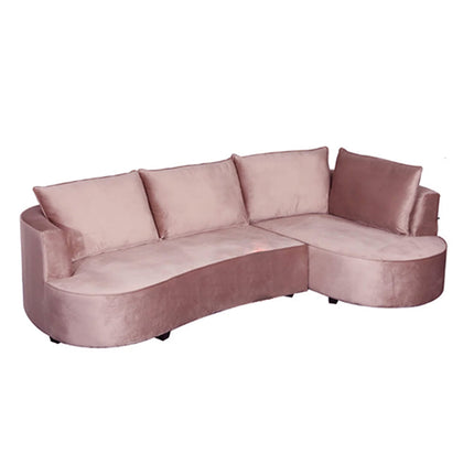 Hoekbank Lando rond taupe velvet 270cm rechts