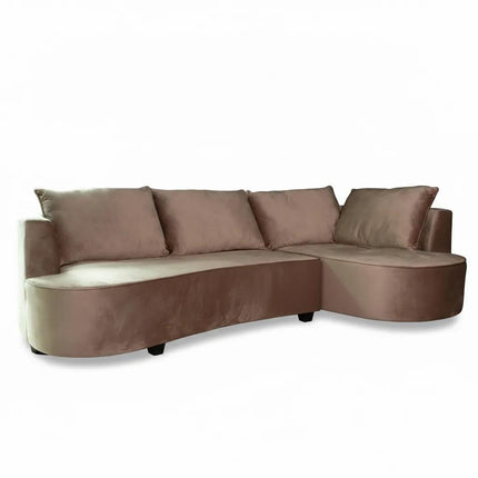 Hoekbank Lando rond taupe velvet 270cm rechts