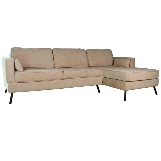 Hoekbank Lizza beige chenille 270cm links en rechts
