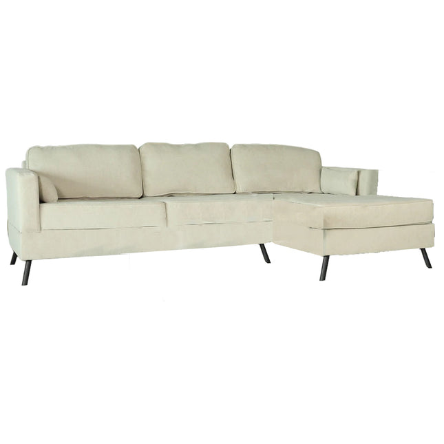 Hoekbank Lizza beige velvet 270cm links en rechts