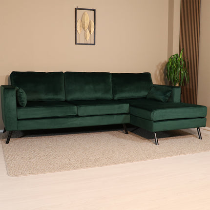 Hoekbank Hilde 270cm donkergroen velvet rechts