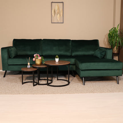 Hoekbank Hilde 270cm donkergroen velvet rechts