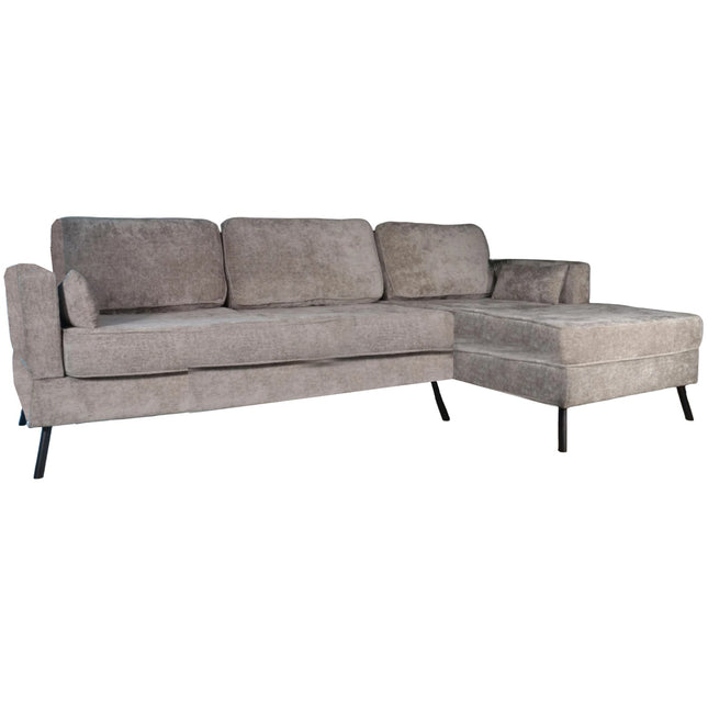 Hoekbank Lizza grijs chenille 270cm links en rechts