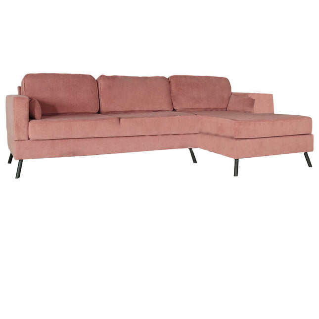 Hoekbank Lizza roze velvet 270cm links en rechts