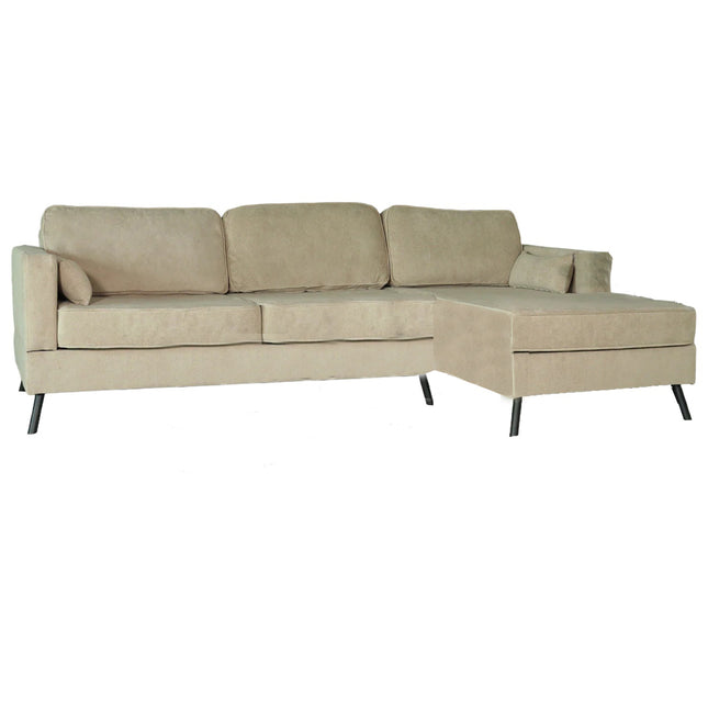 Hoekbank Lizza taupe velvet 270cm links en rechts