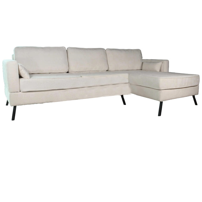 Hoekbank Lizza wit chenille 270cm links en rechts