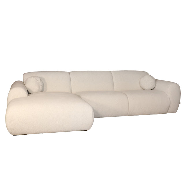 Hoekbank Neva 300cm chenille gebroken wit links