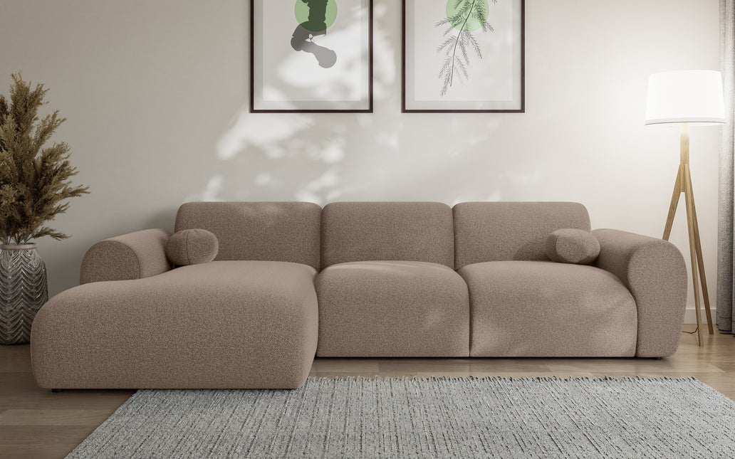 Hoekbank Neva 300cm bruin chenille links