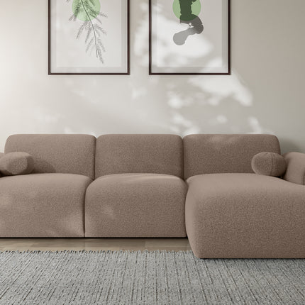 Hoekbank Neva 300cm bruin chenille rechts