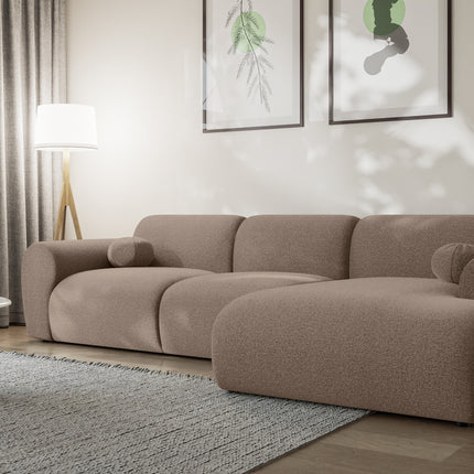 Hoekbank Neva 300cm bruin chenille rechts