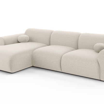 Hoekbank Neva 300cm chenille gebroken wit rechts