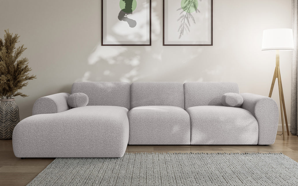 Hoekbank Neva 300cm grijs chenille links