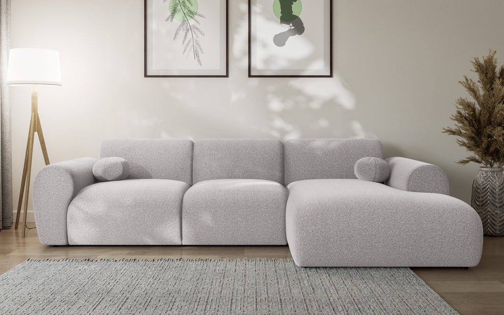 Hoekbank Neva 300cm grijs chenille rechts