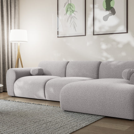 Hoekbank Neva 300cm grijs chenille rechts