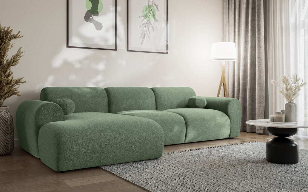 Hoekbank Neva 300cm groen chenille links