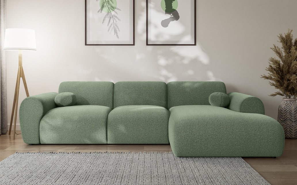 Hoekbank Neva 300cm groen chenille rechts