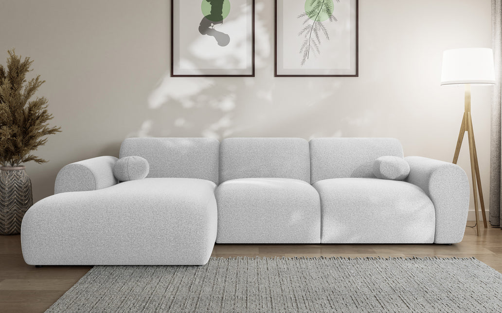 Hoekbank Neva 300cm lichtgrijs chenille links